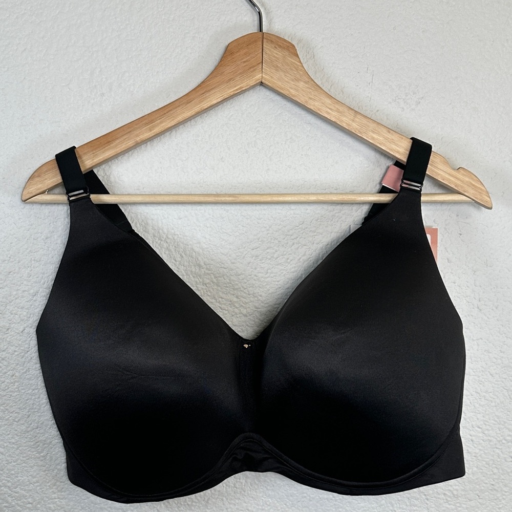 Cacique NEW Black‎ Lightly Lined No Wire Bra Womens 38H Backsmoother Collection